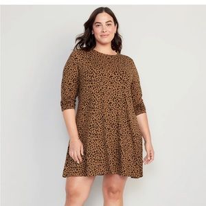 Long-Sleeve Jersey-Knit Mini Swing Dress for Women